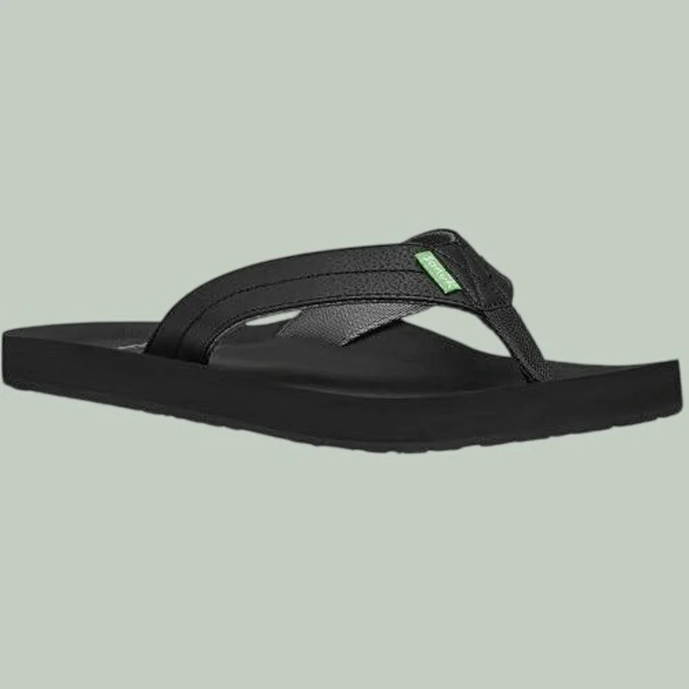 Sanuk mens Burm Black Water Friendly Yoga Mat Flip Flop Sandals Mens Size 9 NEW
